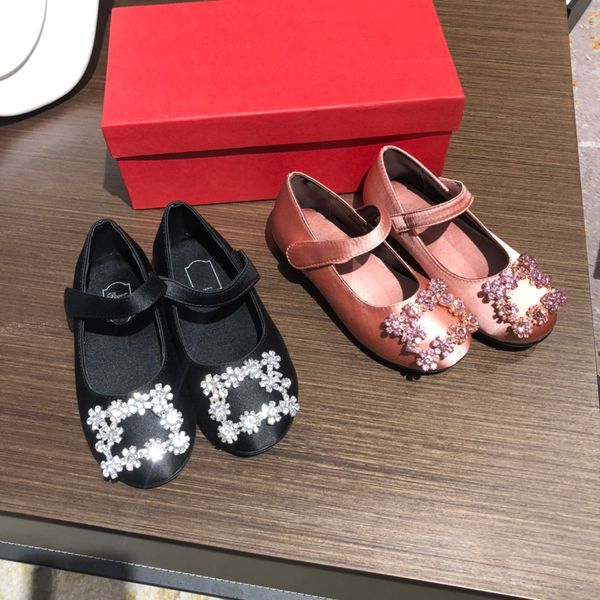 

brand designer girl rv silk classic square diamond summer new dance shoes flat walker toddler princess shoes, Black;red