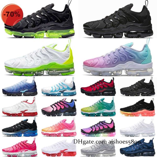 

sandals with box tn plus running shoes men women triple black white red metallic gold laser hyper blue fury cool grey rough green beige sinc