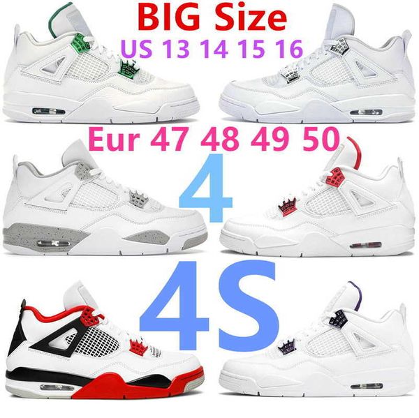 

big size 13 14 15 16 basketball shoes green metallic 4s red thunder 4 outdoor footwear pure money white cement designer sneakers mens sports