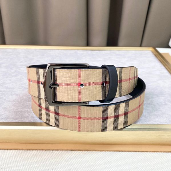 

mens needle buckle belt letter b plaid business casual pants belt 4 colors designer brand jeans suit waistband width 3.5cm with box wholesal, Black;brown