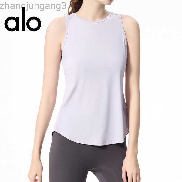 

desginer alo yoga t shirt new sleeveless sports loose training fitness suit breathable tank women's tennis cover, White
