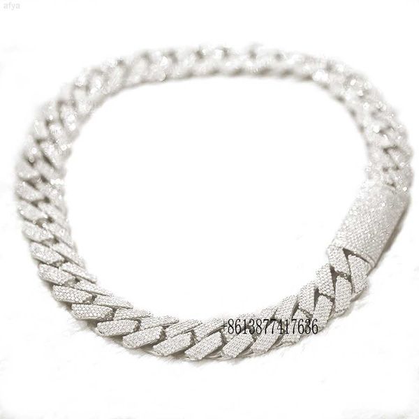 

925 sterling silver moissanite 10mm 20mm cuban necklace vvs link chain