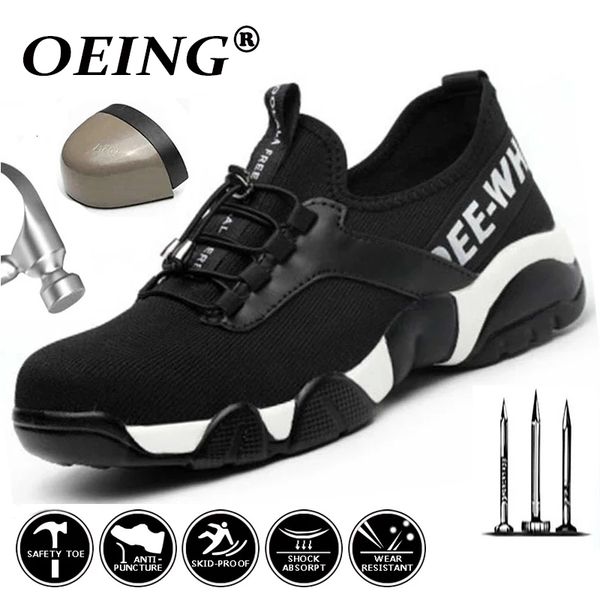 

safety shoes men steel toe work safety shoes lightweight breathable reflective casual sneaker prevent piercing women protective boots 48 230, Black;brown