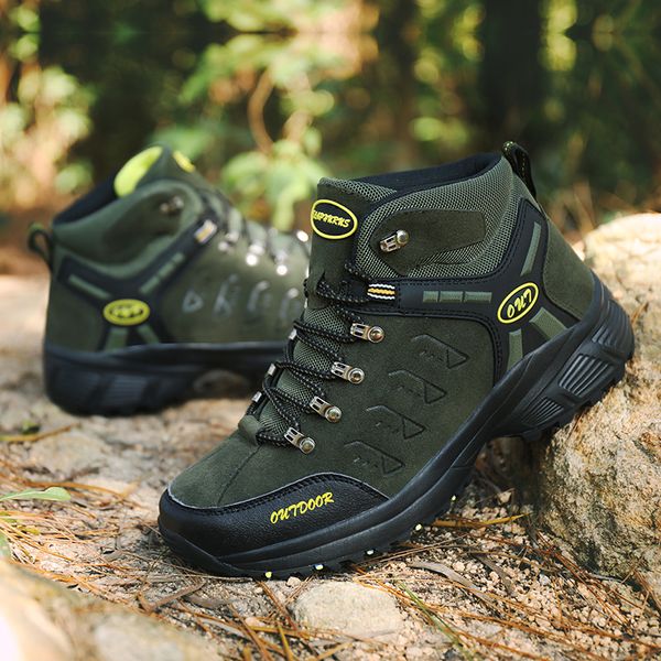 

new men work ankle boot non-slip sports casual shoes hiking boots fashion male footwear large size 46 high-men shoes, Black