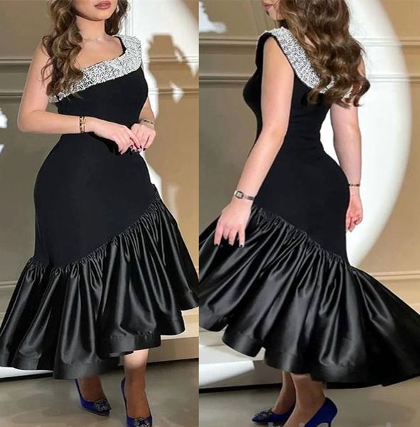 

2023 may aso ebi black mermaid prom dress beaded ankle length evening formal party second reception birthday engagement gowns dress robe de