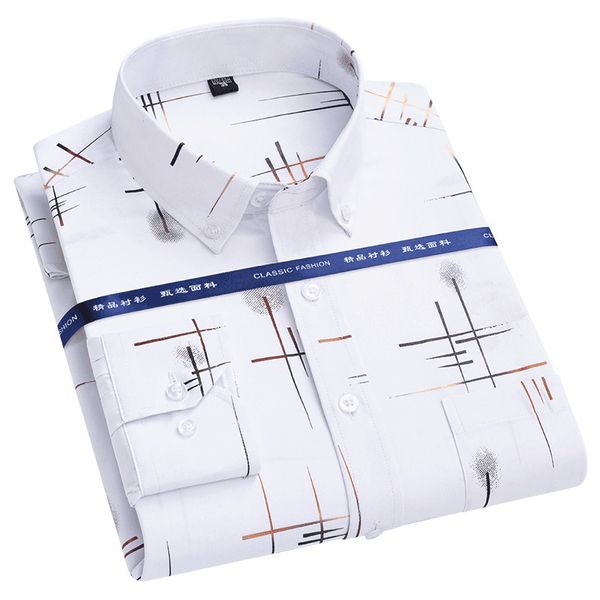 

men's casual shirts luxury smooth soft non iron men's long sleeve dress shirt designer fashion printing male business formal shirt, White;black