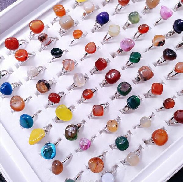 

irregular cobbles colourful ring mixed style size, Golden;silver