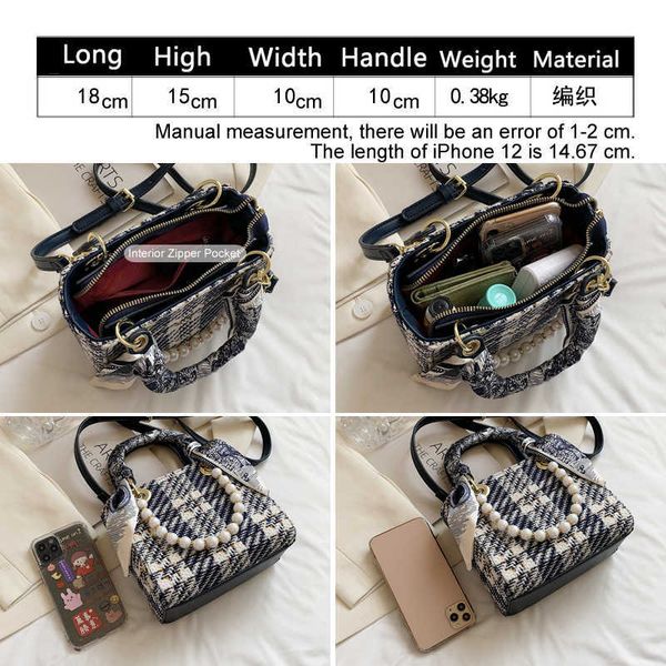 

nxy fashion purse messenger bag simple women totes ribbon handbag pearl ladies shoulder vintage crossbody for 230424