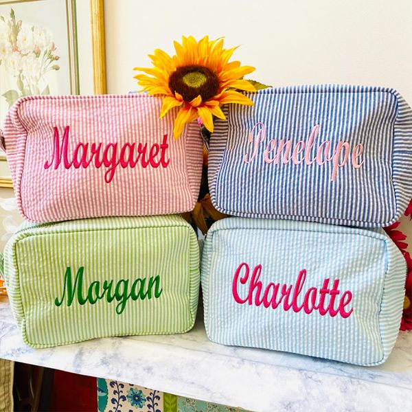 

cosmetic bags cases monogrammed embroidered name cosmetic bag personalized makeup case bridesmaid wedding birthday graduation gift travel to