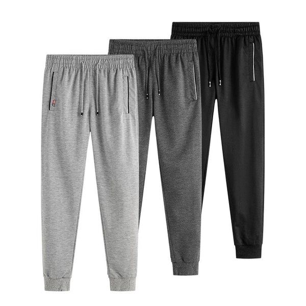 

pants men pants summer loose thin trousers keep cool in days causal male joggers size m to 5xl, Black