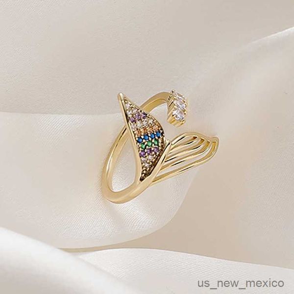 

band rings fashion multicolor crystal mermaid fishtail open rings for women creative party anniversary birthday gift wedding rings jewelry, Silver
