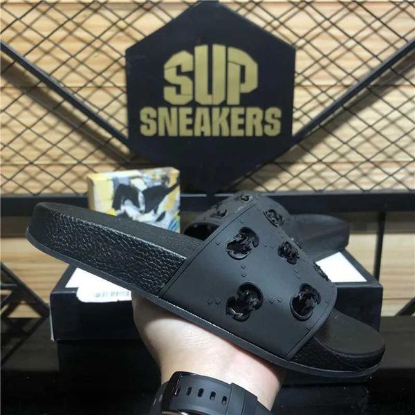 

men women pantoufle designer slipper soft massage slides sandals shoes slide summer beach outdoor cool slippers fashion flat flip flops with, Black