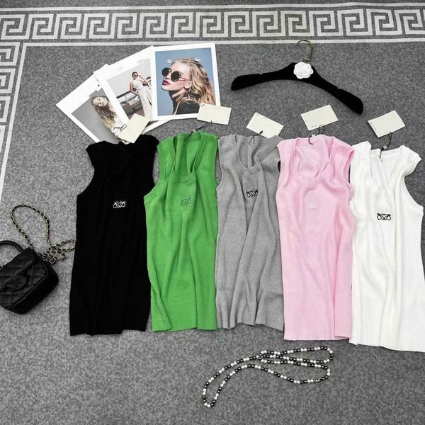 

womens t shirts knits tees regular cropped sleeveless vest designer tank embroidered cotton-blend anagram shorts suit sportwear fitness spo, White