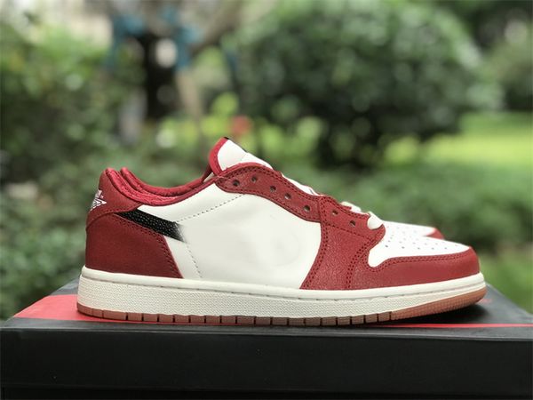 

1 low og chicago basketball shoes white red black 1s outdoor designer sneakers with original box, Red;white