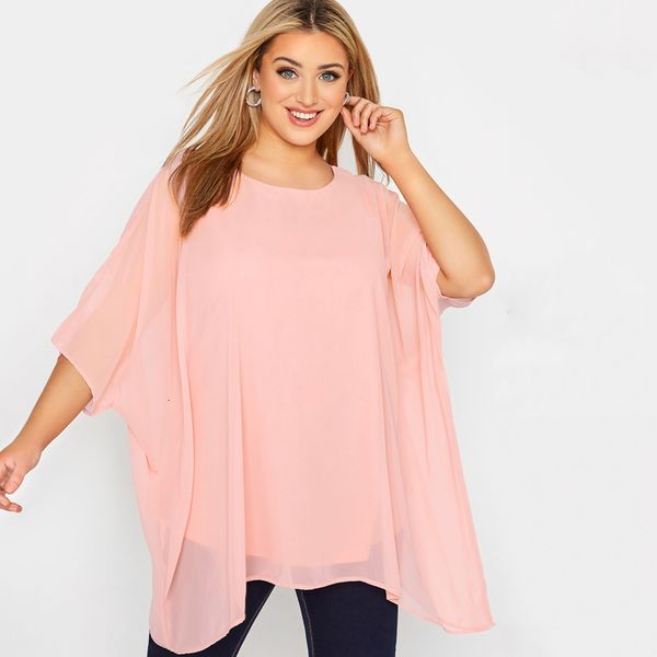 

women's plus size tshirt loose batwing sleeve elegant summer cape blouse women 34 casual work office tunic large clothing 7xl 230504, Black