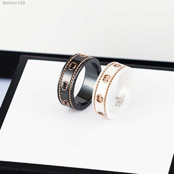 

love ring pottery and porcelain men jewlery designer for women womens s anniversary gift g double black-and-white ceramic ancient 18k gold, Silver