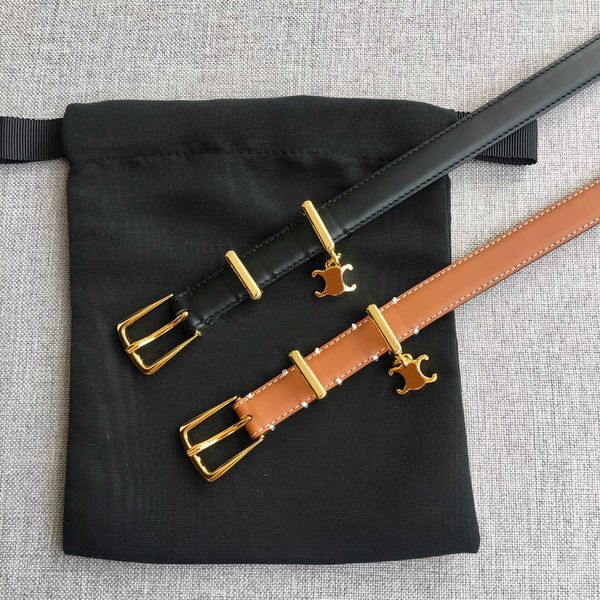 

r women belt classic arc de triomphe needle buckle clothing accessories small waist width 1.8/2.3cm premium cowhide belt high-quality, Black;brown
