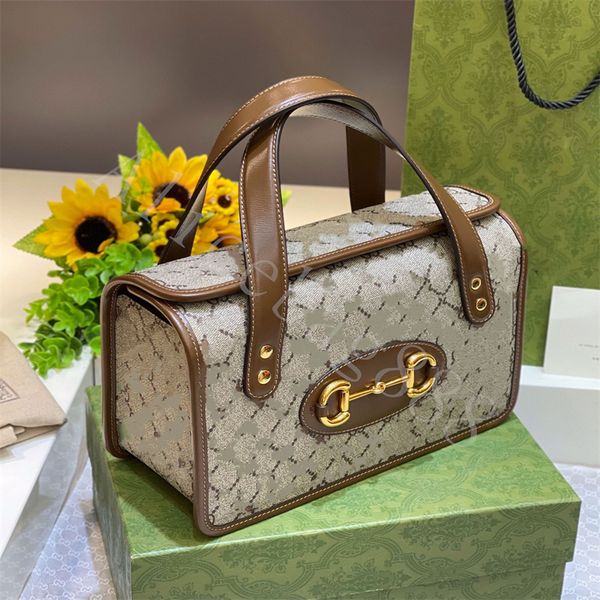 

7a quality clutch bags for women horsebit 1955 famous box bag g logo designer handbags case pvc material square box big capacity bag cowhide