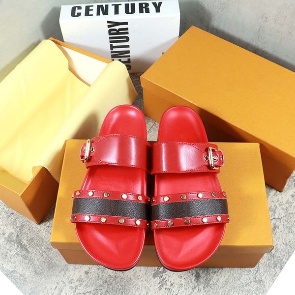 

slippers women slides slipper summer sandals mens luxurys designers real leather platform sandal flats fashion old flower shoes ladies beach, Black