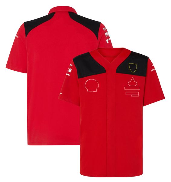 

2023 f1 racing team uniform racing sports shirt button lapel polo shirt red quick-drying breathable shirt