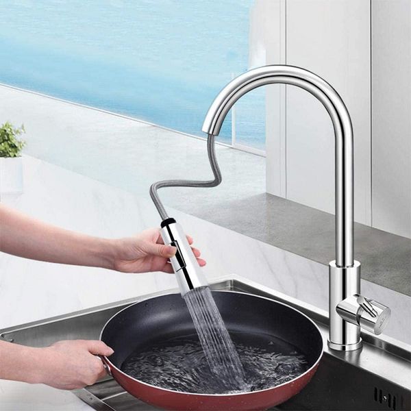 

faucets showers accs type pull head pull-out kitchen faucet two-function hand-held sprinkler kitchen wash basin faucet accessories brushed s