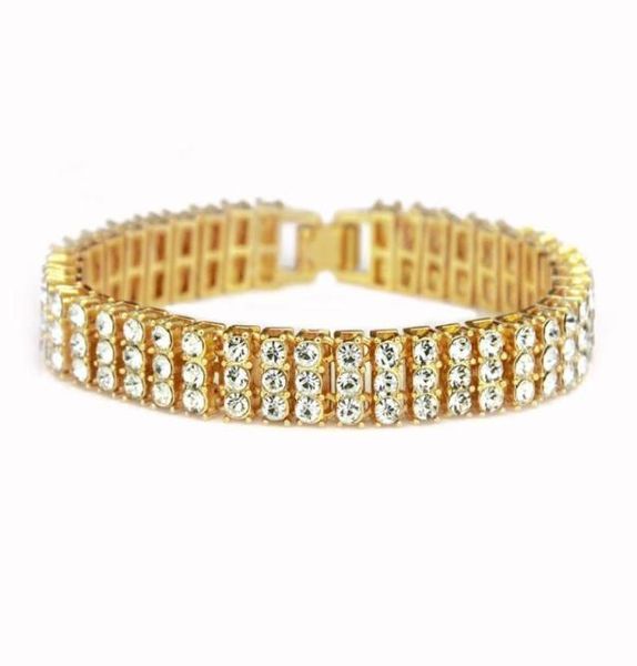 

bangle european and american s925 hip hop 3row diamond bracelet fashion trendsetter personality high sense5755218, Black