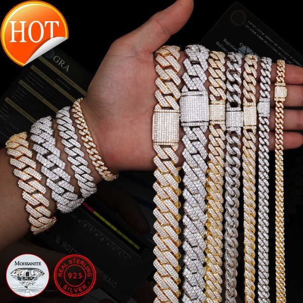 

iced out 6mm vvs1 cuban bracelet men sterling silver 925 moissanite cuban chain necklace for men hip hop jewelry