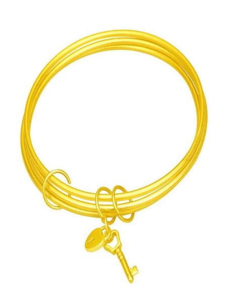 

bangle fashion allmatch jewelry yellow gold filled threelayer round bracelet5702141, Black