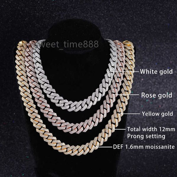 

starsgem 925 silver jewelry iced out moissanite cuban link hiphop cuban chain necklace