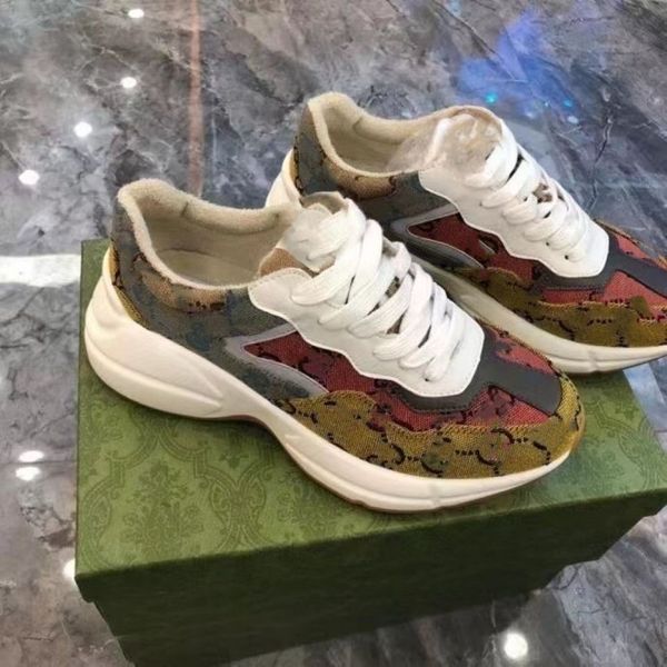 

rhyton shoes luxury brand designer casual shoes men's and women's sneakers for women shoes strawberry wave mouth tiger net print v, Black