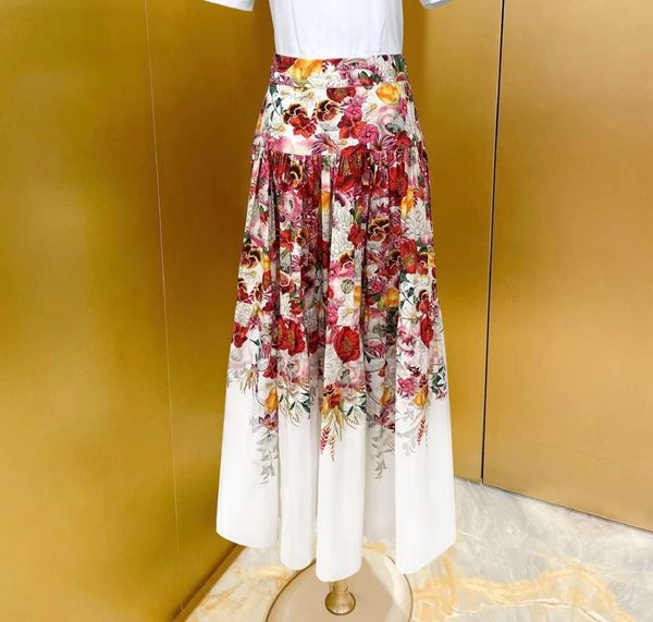 

designer style women's fashion halfskirt versatile bomb street age reducing band 2023 spring/summer new vintage print high waist large, Black