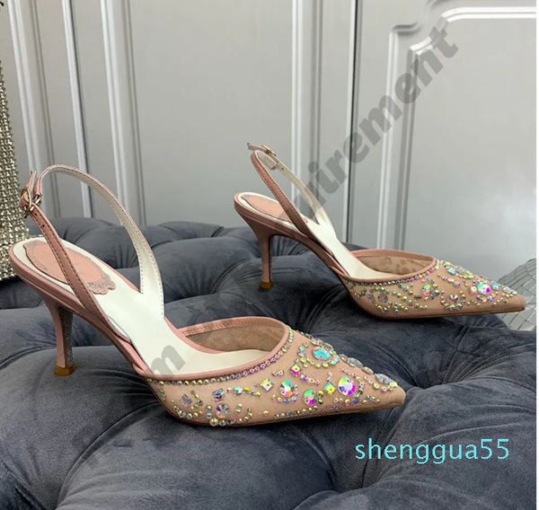 

2023 sandal sleek bejeweled sandals high heel dress shoes silver soles women pumps, Black