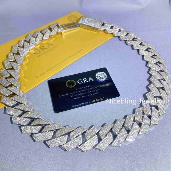 

28mm width hip hop bling jewelry moissanite silver 925 miami cuban chain necklace iced out cuban link mens necklaces