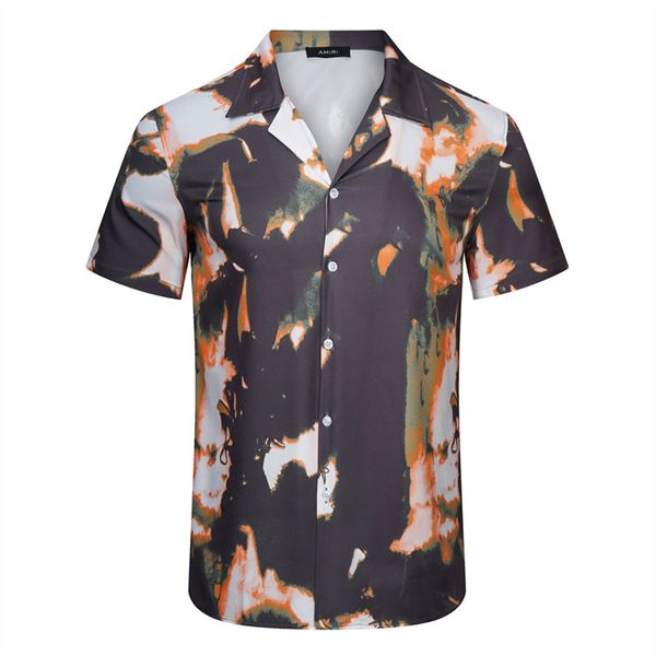 

23ss designer shirt men's fashion geometric classic print bowling shirt black hawaiian flower casual shirt men's loose short sleev, White;black