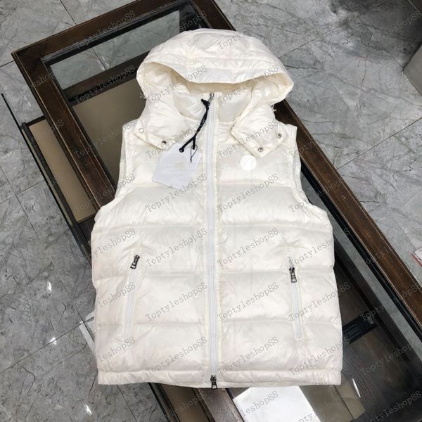 

designer tibb men's couple hooded down vest french brand womens bormes vest winter jacket embroidered badge warm outerwear, Black;white