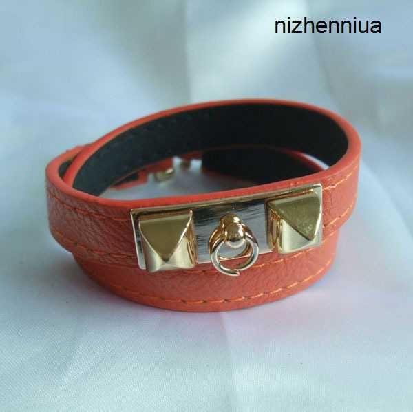 

hermm luxury belt fan jiepai punk rivet double layer leather bracelet multi color hlf7, Silver