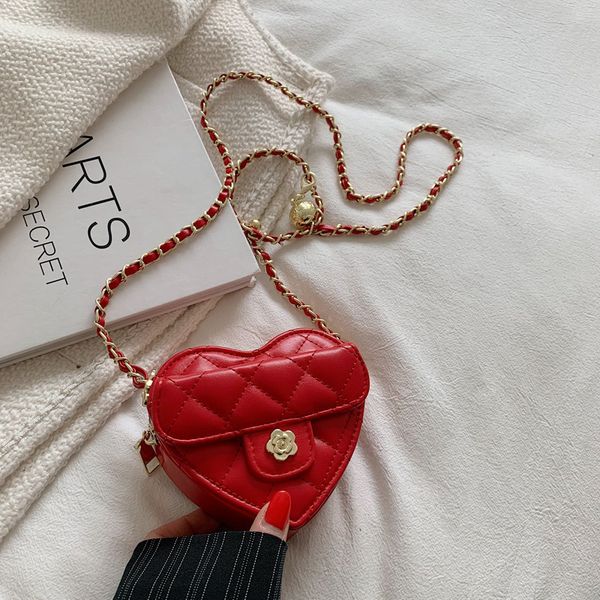 

evening bags small women heart fashion shoulder crossbody pu leather quilted cute handbag luxury brand designer chain child messenger 230505