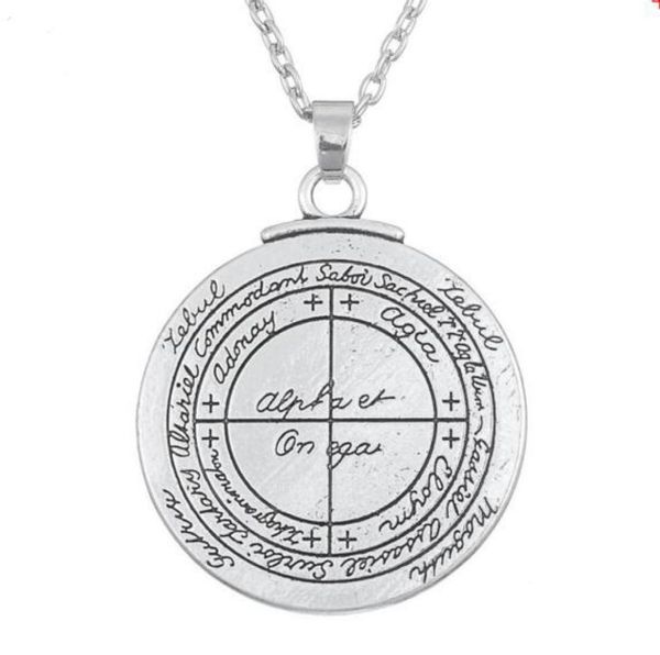 

double sided talisman for good luck of solomon pentacle seal pendant necklace jewelry wicca amulet for men5753492, Silver