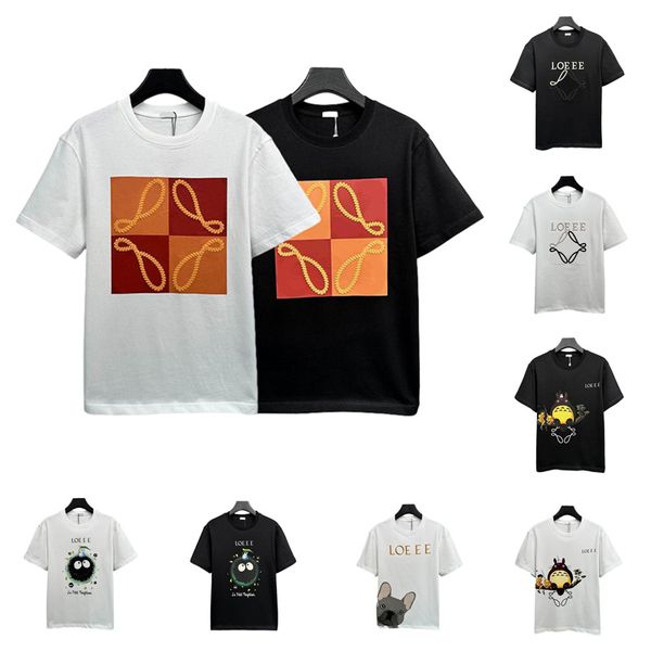 

designers mens t shirts mens womens tees letter loewe pattern man s casual chest shirt luxurys clothing street shorts sleeve clothes tshirt, White;black