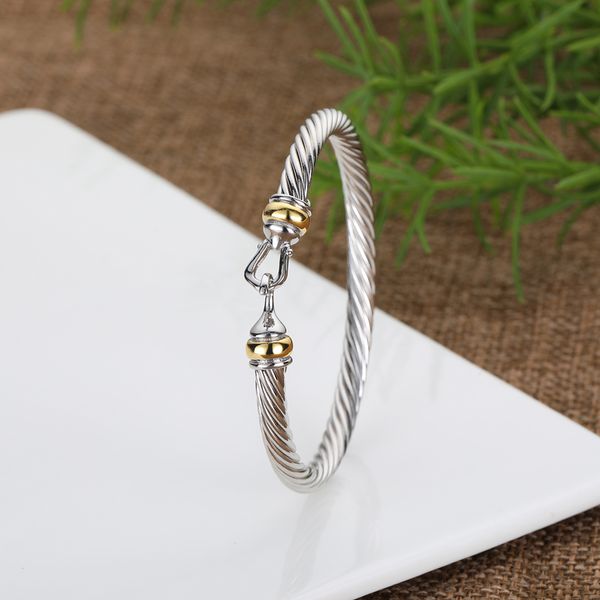 

silver twisted cuff bangle fashion men bracelets charm bracelet hook 5mm wire woman designer cable mens jewelry jewelry accessories for wome, Black