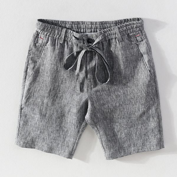 

men's shorts 100% linen summer shorts for men casual solid gray fashion boardshorts male classic drawstring shorts clothing 230506, White;black