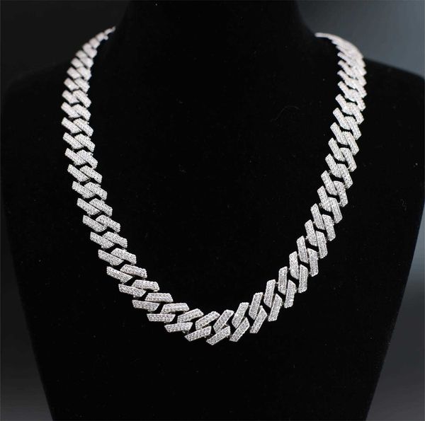 

rapper street wear necklace bracelet 925 silver hip hop iced out moissanite necklace diamond luxury bold cuban link chain
