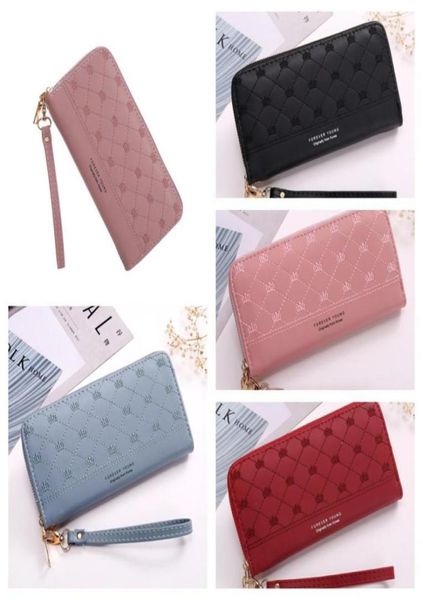 

long heart wallets leather crown embroidery women ladies card bag clutch female purse money clip slim wallet2246912, Black