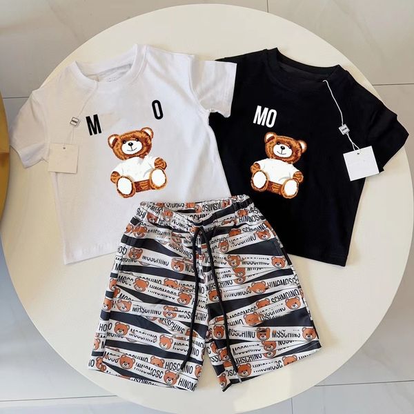 

baby clothe short sleeve kids clothes two piece set kid designer t shirt toddler sets boys girls clothing luxury brand summer bear pattern w, White