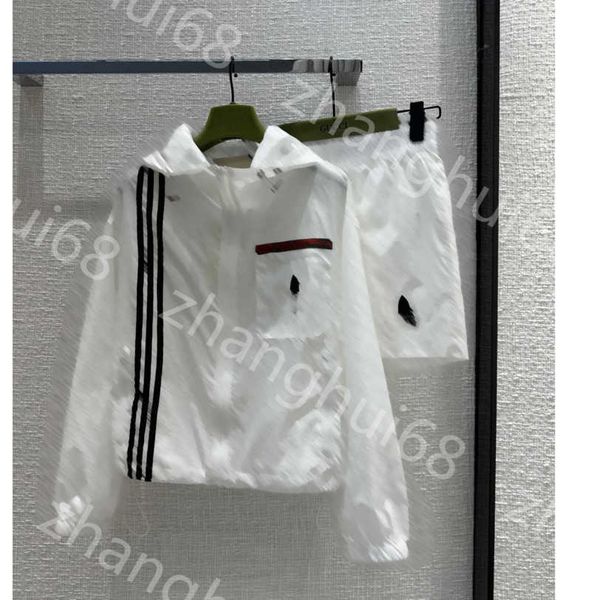 

23ss womens designer clothing women tracksuit casual suit striped patchwork logo print hooded jacket jacket elastic-waist shorts set womens, Gray