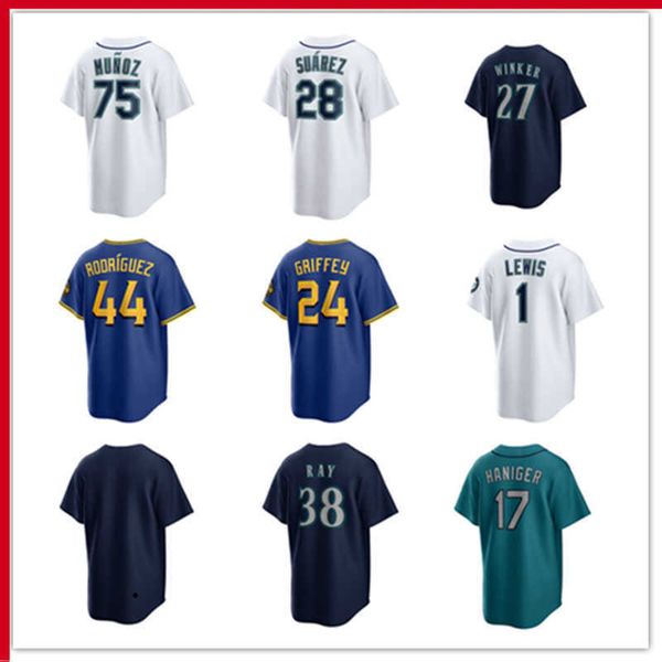 

seattle custom mariners jersey men women youth 27 jesse winker 47 matt brash 63 diego castillo 58 luis castillo 3 j.p. crawford chris flexen, Blue;black