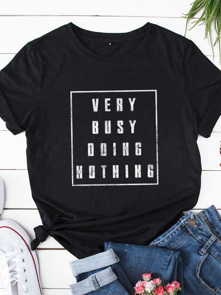 

very busy doing nothing letter print t shirt men short sleeve o neck loose tshirt summer men tee shirt camisetas mujer, White;black