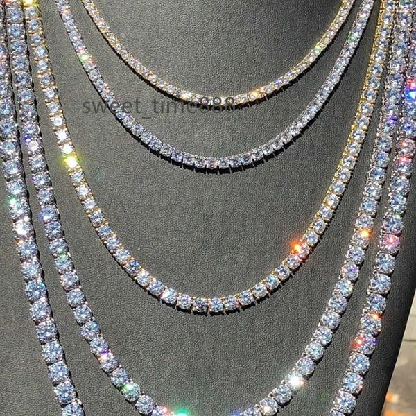 

tongling hip hop 18k gold plated iced out zircon diamond chain necklace cz tennis chain necklace, Silver