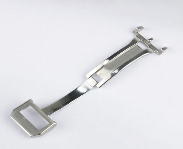 

18mm new deployment buckle clasp silver polished brushed stainless steel watch band strap gift3102296, Black;brown