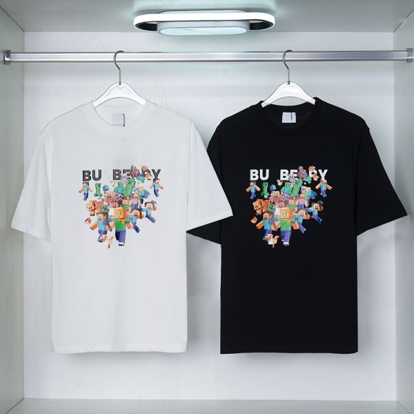 

boys tee bbr men's 3d game design 3d printing short sleeve tshirt pure cotton casual loose short sleeve fashion round neck pullover shi, White;black